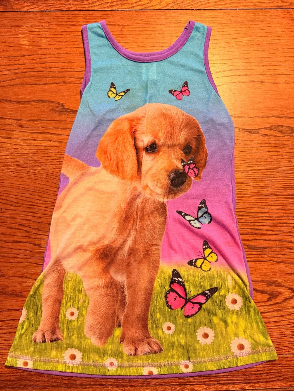 Girls Sleepwear Gown Size S 6 6X Small Puppy Dog and Butterflies